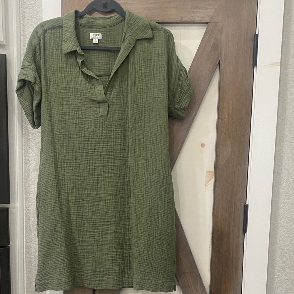 J. Crew Olive Green Casual Button Down Dress